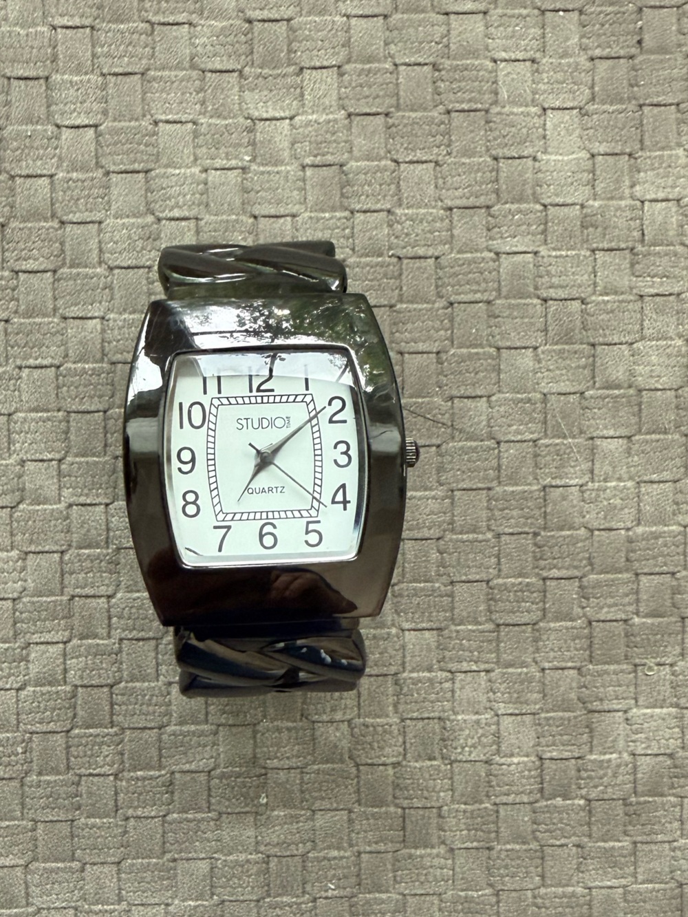 Studio gun metal open bracelet Women's Quartz‎ Watch with White Dial